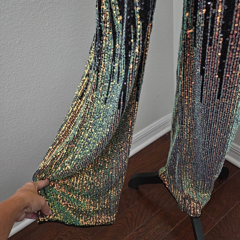 Fashion Nova In The Glow Sequin Jumpsuit Black Gold sz S NWT Fest Party - Picture 4 of 17
